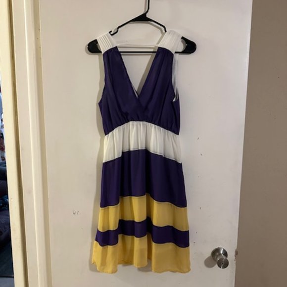 Umgee Purple and Yellow Colorblock Dress - Picture 2 of 3